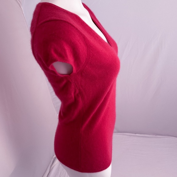 Express Design Studio Y2K strawberry red cashmere v-neck short sleeve sweater - Picture 4 of 10